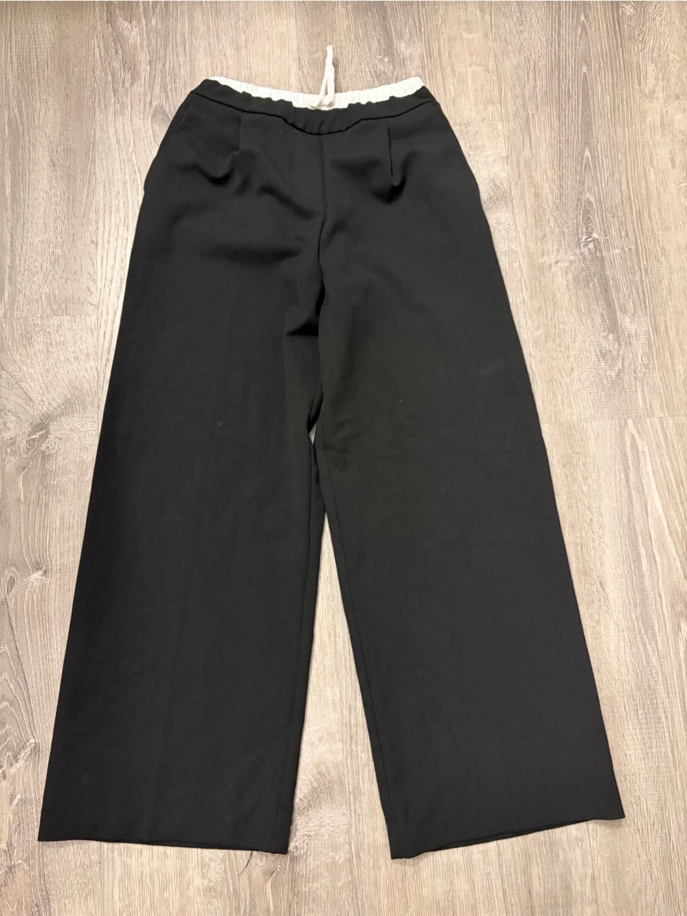 Girl's Zara Black Drawstring Wide Leg Dress Pants- Size 8- Pre-owned